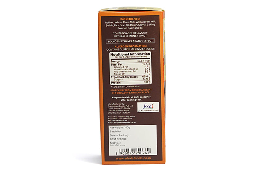 Sugar Free Lemon Wheat Bran Cookies Eggless wholefoodsin