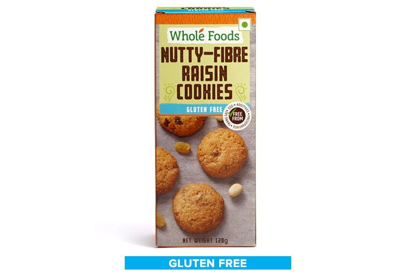 Gluten Free Nutty-Fibre Raisin Cookies - Eggless